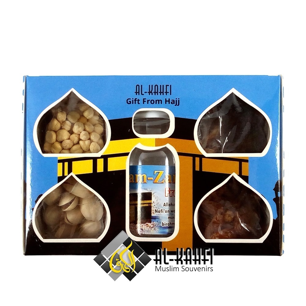 Paket Oleh Oleh Haji 1 - Kardus Cantik Kacang Arab Kacang Fustuk Kismis Kurma Zam-Zam